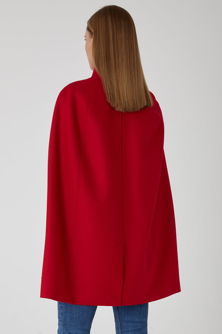 Chelsea Wool Cashmere Cape - Poppy