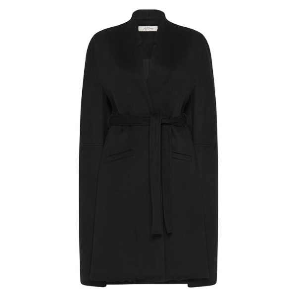 Victoria Longline Wool Cape - Black