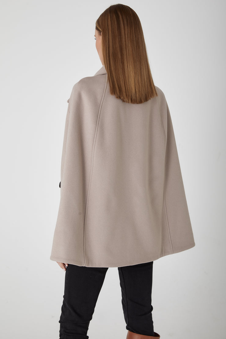 Heritage Double Breasted Wool Cashmere Cape - Bisque