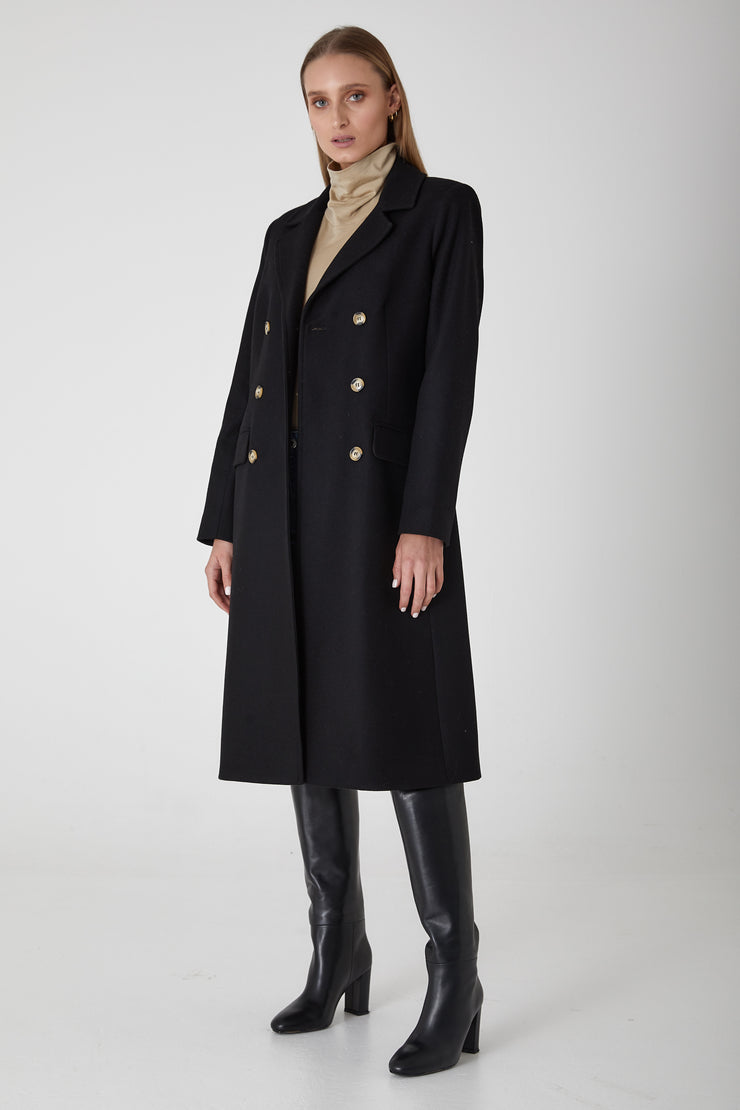Belmont Wool Cashmere Coat - Black