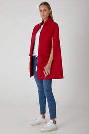 Chelsea Wool Cashmere Cape - Poppy