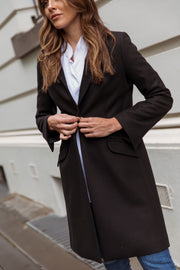 Black Woolen Wool Coat