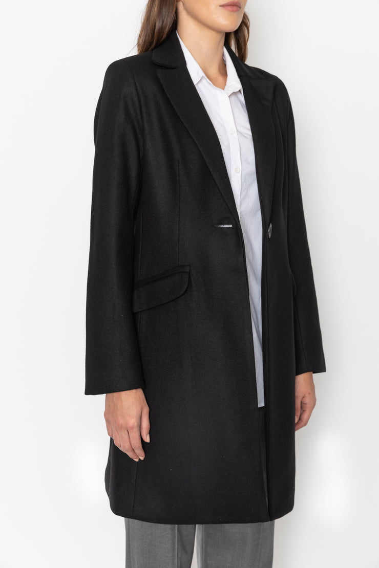 Tailored Wool Cashmere Coat - Black